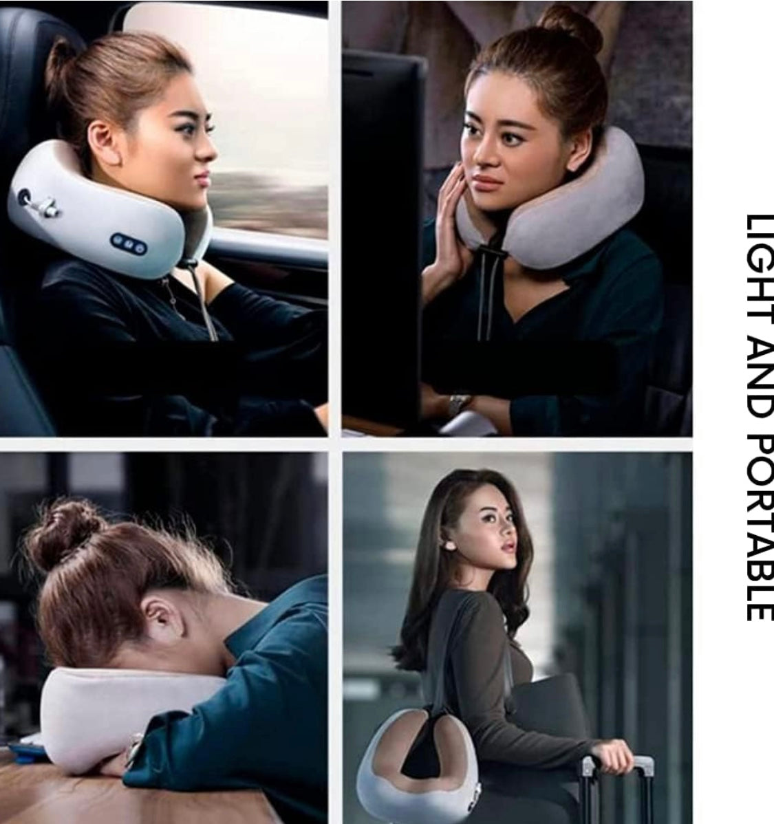 Masseur Cou et Cervical, Coussin de Massage Électrique, Oreiller de Voyage, Rechargeable par USB